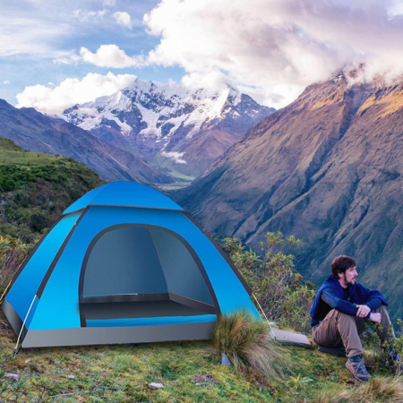 Cort camping cu deschidere automata pop-up, impermeabil, protectie UV, 2 usi, 200*150*100cm [2]