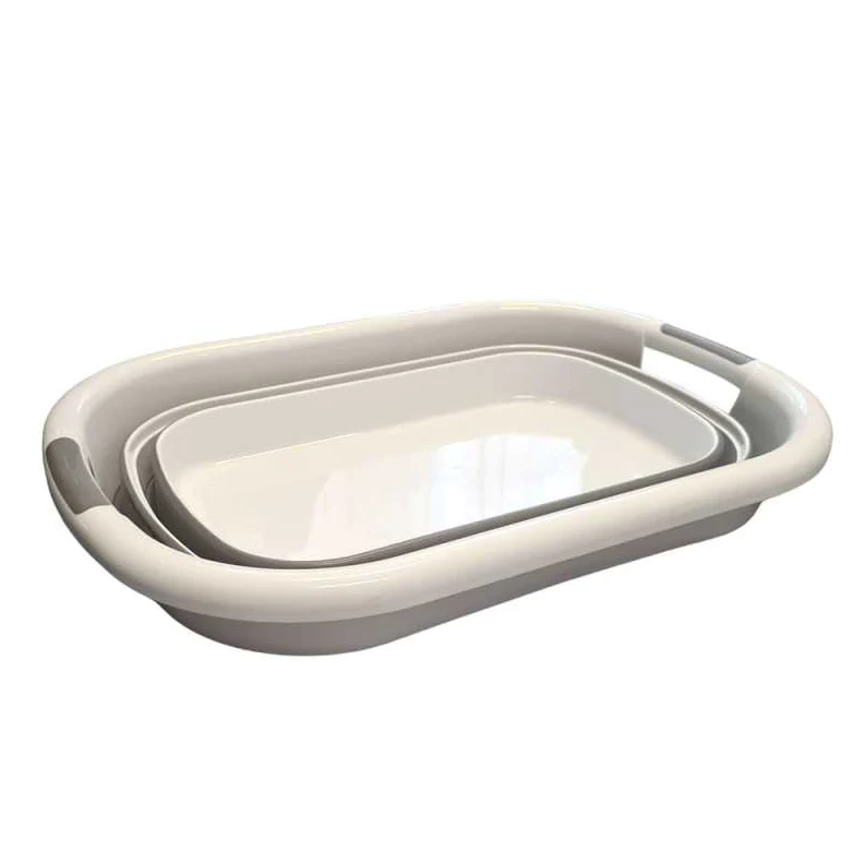 Cos de rufe, lighean silicon pliabil, 38L, alb cu gri [8]