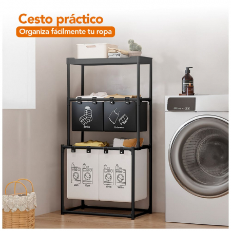 Cos de rufe metalic cu 3 nivele, 4 sectiuni, 124 x 57 x 44 cm [1]