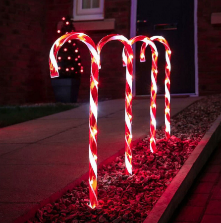 DECORATIUNI CRACIUN - Decoratiune luminoasa pentru Craciun, 5 Acadele pentru exterior, incarcare solara, 40 cm