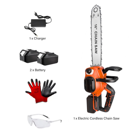 Drujba Electrica fara Fir, 16 inch, cu 2 Acumulatori 48V 6Ah, Motor Brushless, 2300W, Sistem Ungere Lant, Taiere 40 cm [6]