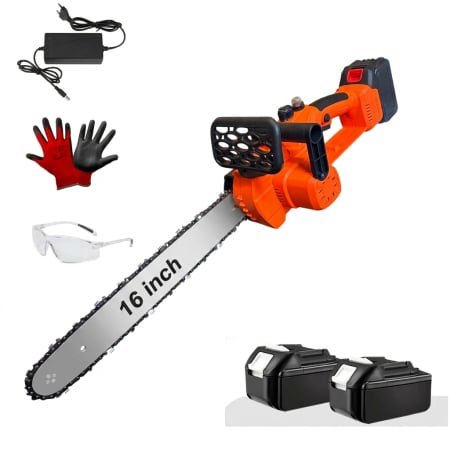 TOATE PRODUSELE - Drujba Electrica fara Fir, 16 inch, cu 2 Acumulatori 48V 6Ah, Motor Brushless, Sistem Ungere Lant, Taiere 40 cm