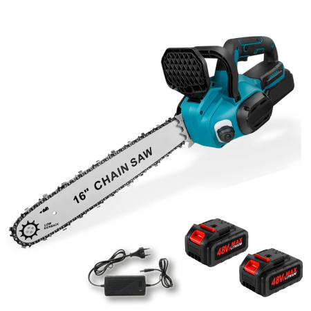 TOATE PRODUSELE - Drujba Electrica fara Fir, 16 inch, cu 2 Acumulatori 48V 6Ah, Motor Brushless, 2300W, Sistem Ungere Lant, Taiere 40 cm