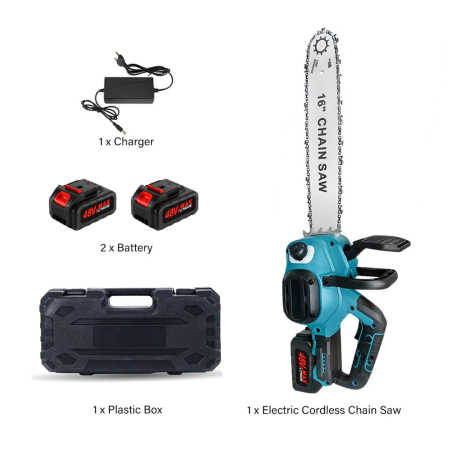 Drujba Electrica fara Fir, 16 inch, cu 2 Acumulatori 48V 6Ah, Motor Brushless, 2300W, Ungere Automata, Taiere 40 cm [6]