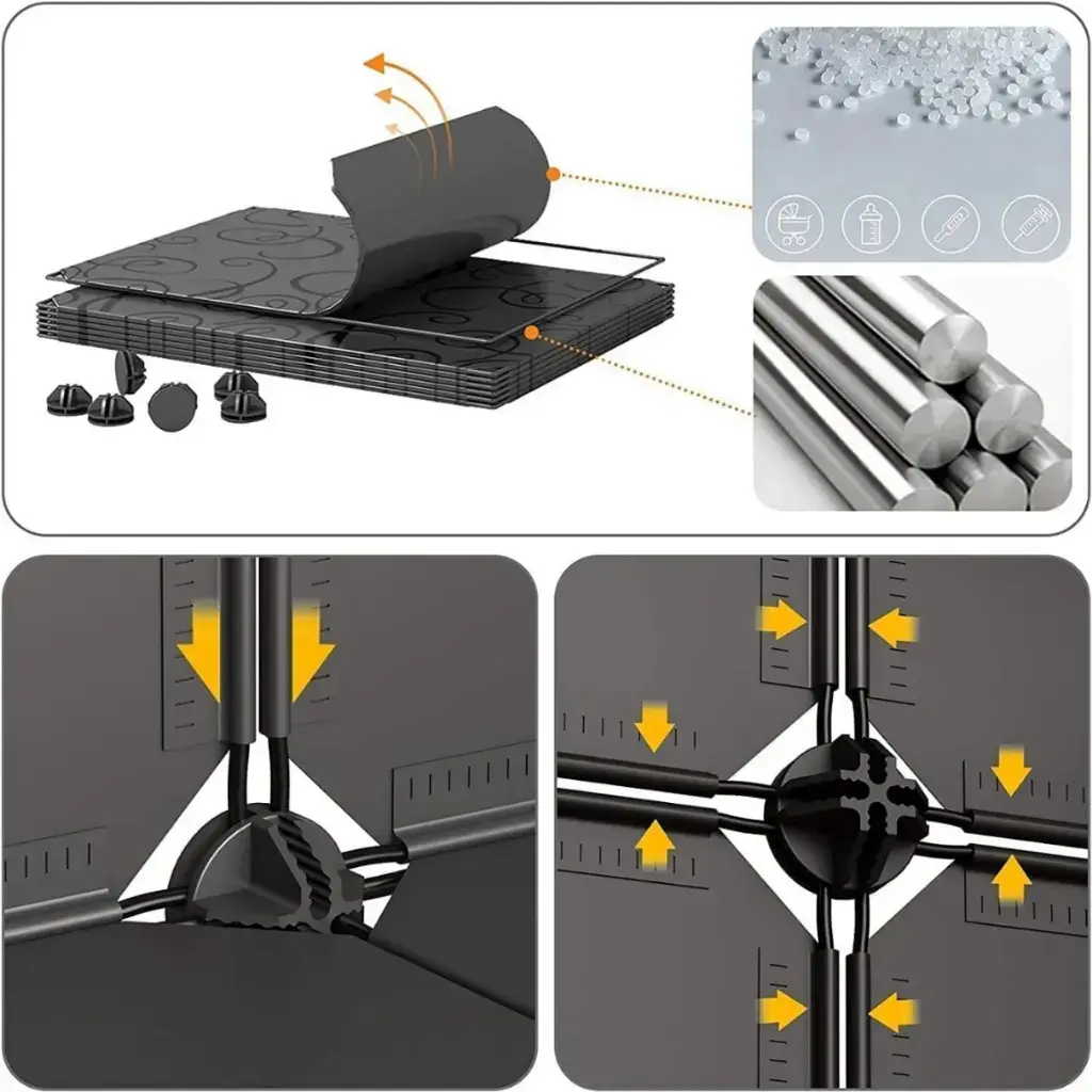 Dulap Modular pentru Incaltaminte cu 12 Compartimente, Cadru Metalic, Organizator Pantofi Modern, 95.5x85x32 cm [3]