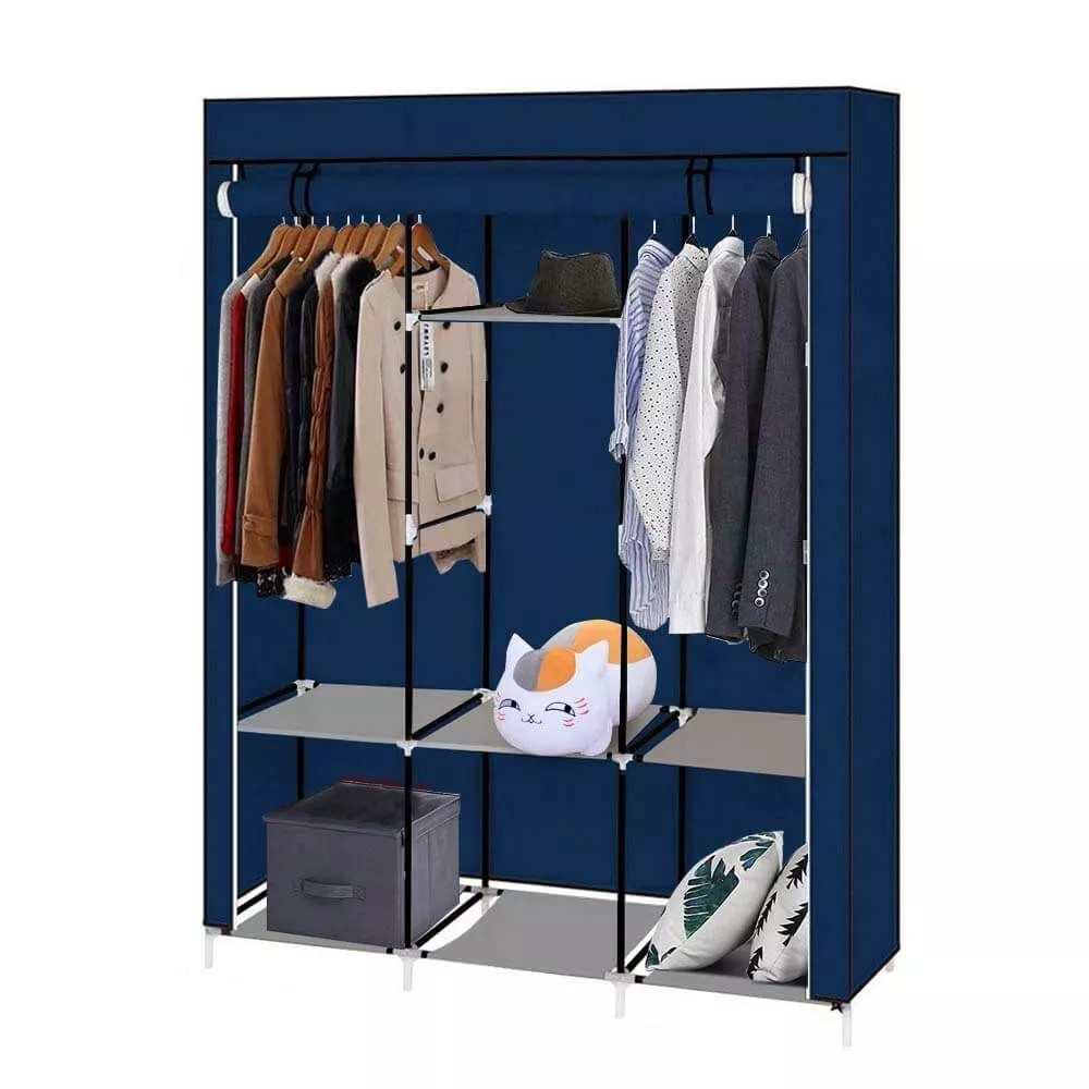 Dulap pentru haine Dressing din material textil, Garderoba, 130x45x175 cm, Mov/Verde/Visiniu/Gri/Maro/Bleumarin [8]