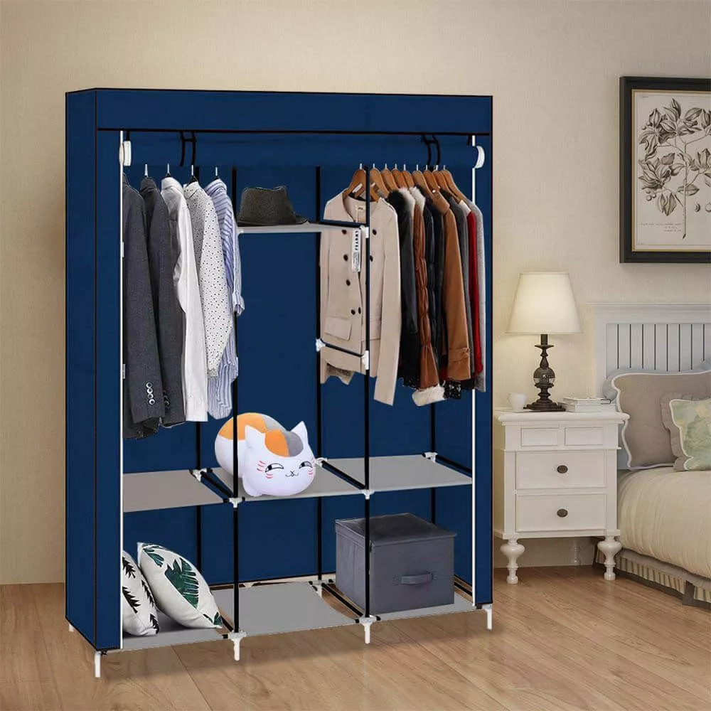 Dulap pentru haine Dressing din material textil, Garderoba, 130x45x175 cm, Mov/Verde/Visiniu/Gri/Maro/Bleumarin [7]