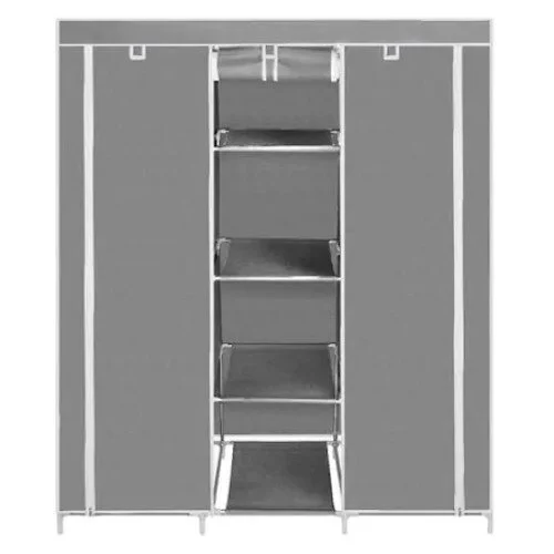 Dulap pentru Haine, Dressing din panza cu schelet metalic, 105x45x170 cm, Gri [7]