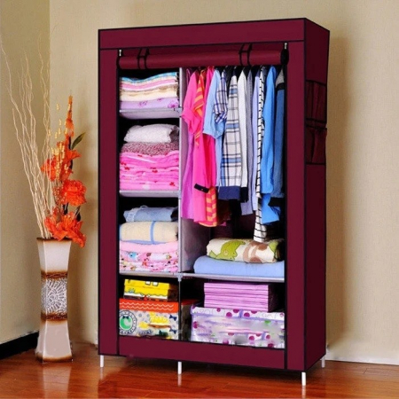 Dulap pentru Haine, Dressing din panza, schelet metalic, 105x45x170 cm