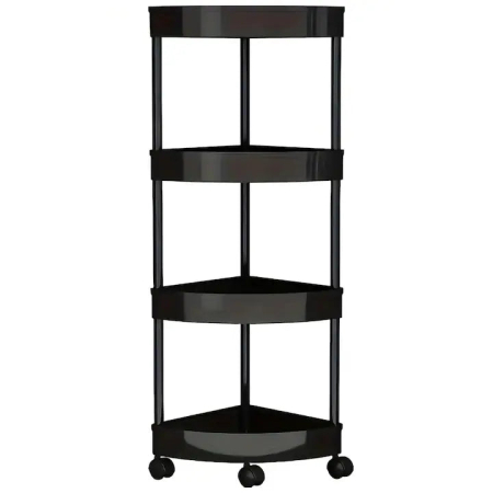 Etajera cu 4 rafturi pentru colt, coltar pentru living, baie, bucatarie 28 x 22 x 85cm, Negru [2]