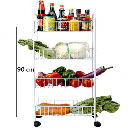 TOATE PRODUSELE - Etajera cu roti si 4 rafturi pentru alimente sau obiecte, pentru baie si bucatarie
