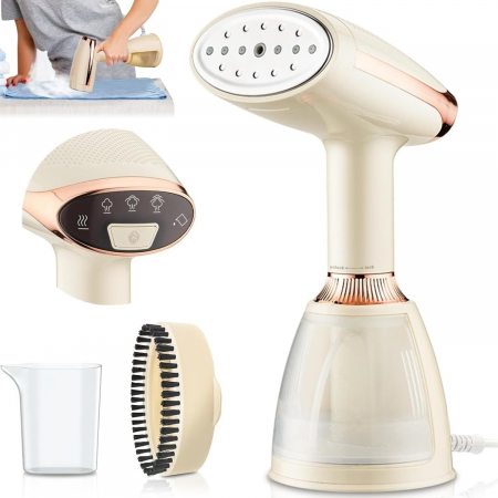 Fier de calcat vertical cu aburi, 1500W, 280ml capacitate, display LCD, perie, 220V, rose gold