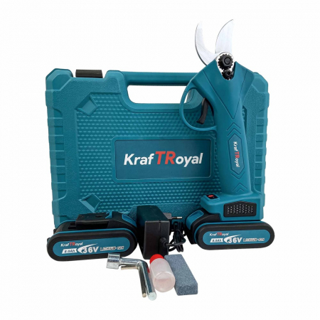 TOATE PRODUSELE - Foarfeca de Gradina cu 2 Acumulatori 36V 8AH, Kraft Royal, 2 Trepte de Taiere