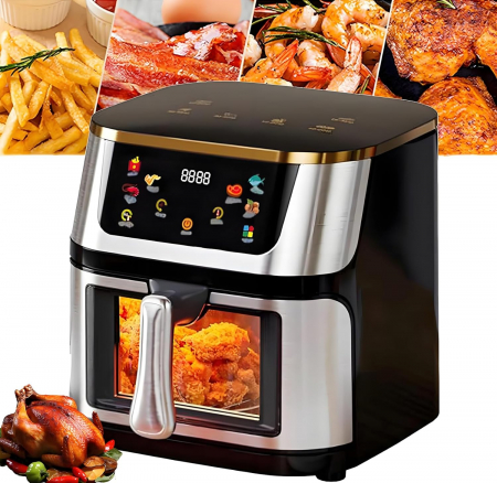 ARTICOLE BUCATARIE - Friteuza cu aer, 12L Capacitate, 2400W, Afisaj Digital, LCD Touch, cu geam