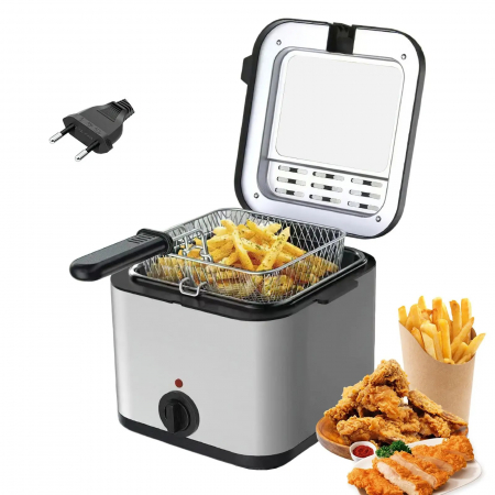 TOATE PRODUSELE - Friteuza cu gratar, 2.5 litri Capacitate, Putere 2000W, geam superior, pentru cartofi, crispy, carnati