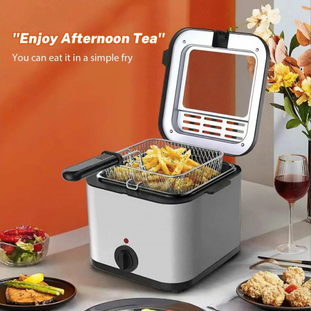 Friteuza cu gratar, 2.5 litri Capacitate, Putere 2000W, geam superior, pentru cartofi, crispy, carnati [1]