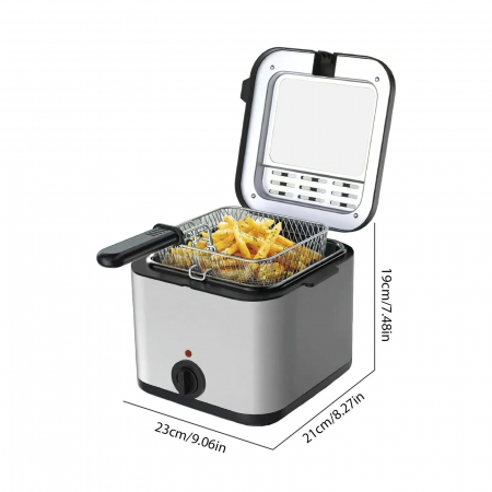 Friteuza cu gratar, 2.5 litri Capacitate, Putere 2000W, geam superior, pentru cartofi, crispy, carnati [4]