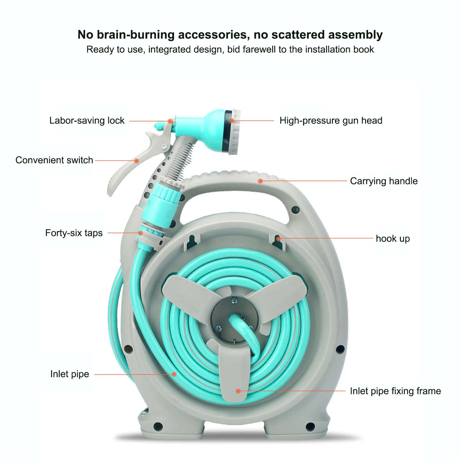 Furtun cu Tambur Profesional 10m / 15m cu pistol de stropit, 6 moduri de stropire, pentru gradina [7]