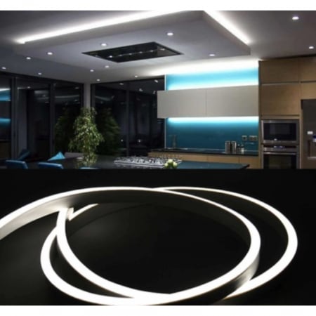 Furtun luminos LED neon flexibil, tub, rola 100 m, lumina rece, 120 LED-uri, protectie umiditate IP65, instalatie [1]