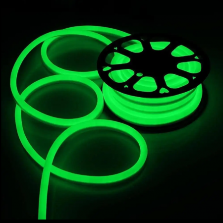 DECORATIUNI CRACIUN - Furtun luminos LED neon flexibil, tub, rola 100 m, lumina Verde, 120 LED-uri, protectie umiditate IP65, instalatie