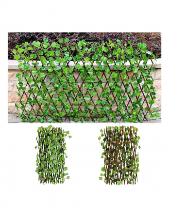 Gard artificial cu frunze verzi, 250 x 80 cm, extensibil [1]