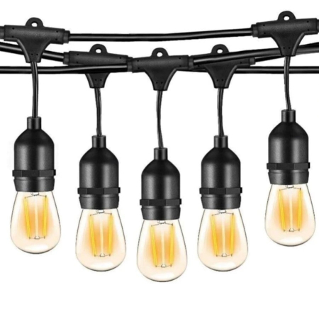 Ghirlanda 5M/10 metri, 10/20 becuri LED lumina calda (3000 K), pentru gradina, Bec E27, IP44