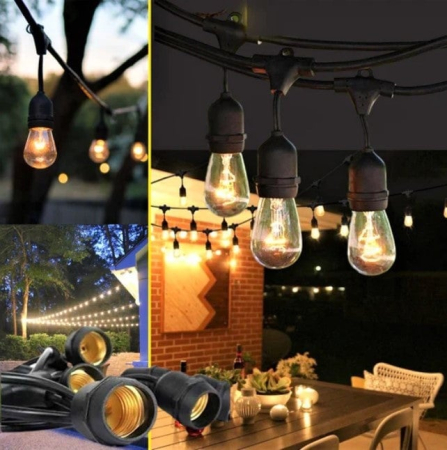 Ghirlanda 5M/10 metri, 10/20 becuri LED lumina calda (3000 K), pentru gradina, Bec E27, IP44 [4]