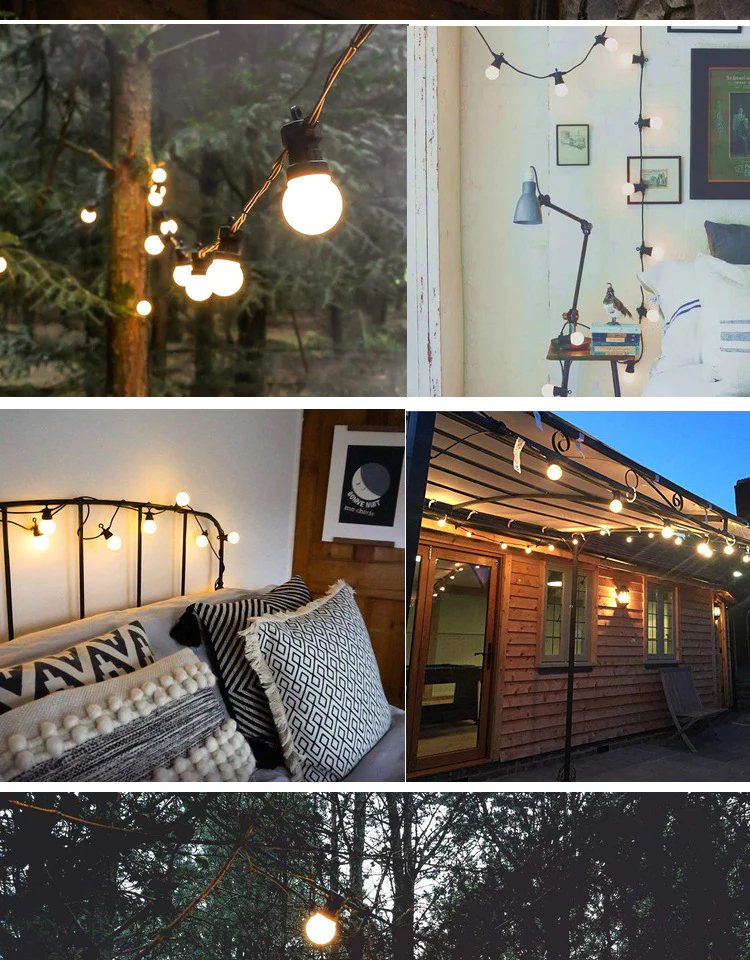 Ghirlanda 5M/10 metri, 10/20 becuri LED lumina calda (3000 K), pentru gradina, Bec E27, IP44 [5]