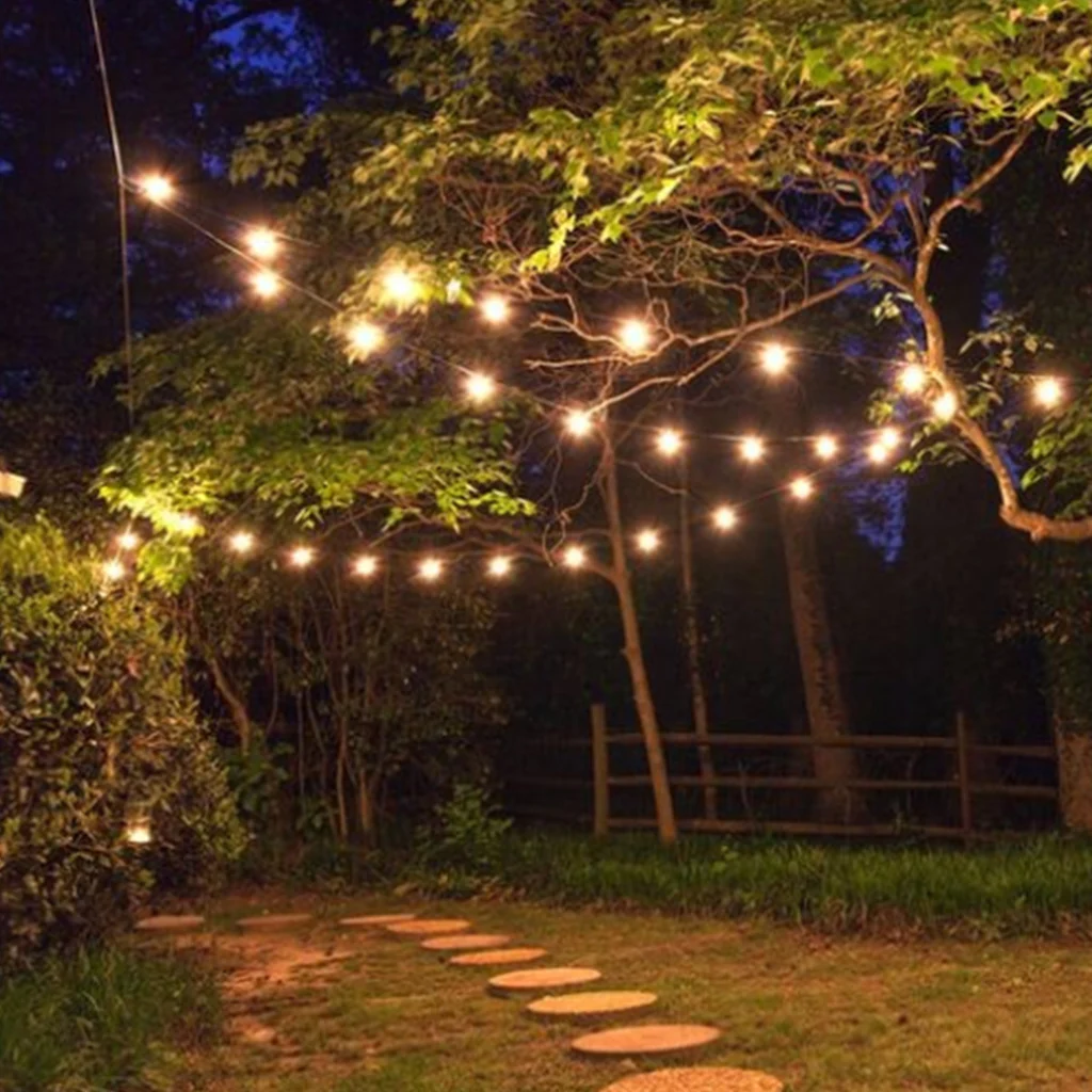 Ghirlanda Solara 25M/30 metri cu becuri Led dimensiune E27 incluse, 3000K, IP65, lumina calda sau colorata RGB [1]