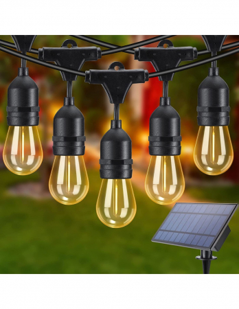 TOATE PRODUSELE - Ghirlanda Solara 25M/30 metri cu becuri Led dimensiune E27 incluse, 3000K, IP65, lumina calda sau colorata RGB
