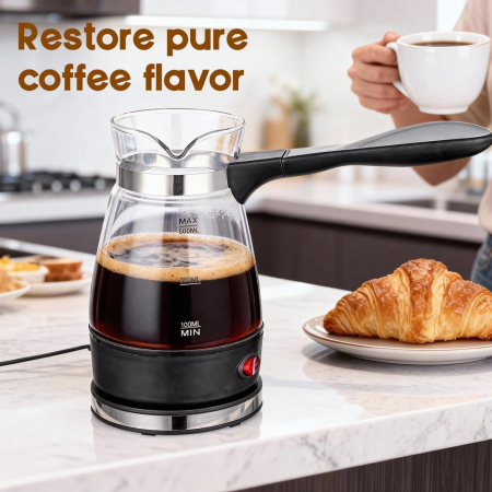 Ibric Electric pentru Cafea Turceasca, 800W, 500 ml, cu Oprire Automata, Vas Transparent, Silver Love [7]
