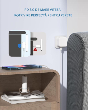 Incarcator Rapid USB-C 40W, Adaptor Fast Charge pentru telefon, USB Type-C, 60W max [5]