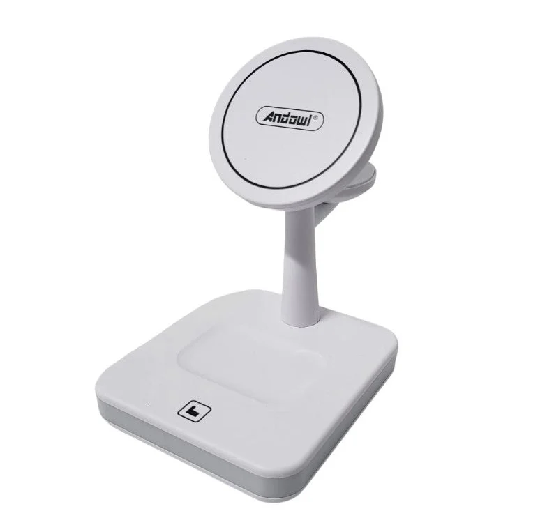 Incarcator wireless 4 in 1 Andowl 991, 25W, compatibil cu iPhone, iWatch, Airpod Pro 2 3, cu mufa USB Type-C, lumina LED, alb [5]