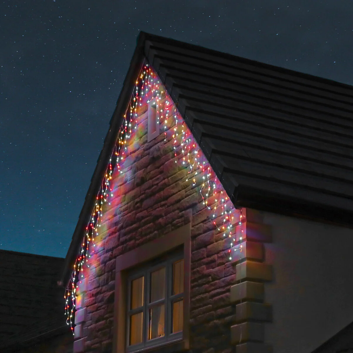 DECORATIUNI CRACIUN - Instalatie Craciun pentru Exterior, franjuri inegale cu LED, pentru impodobirea casei, 4M/8M/12M/20M
