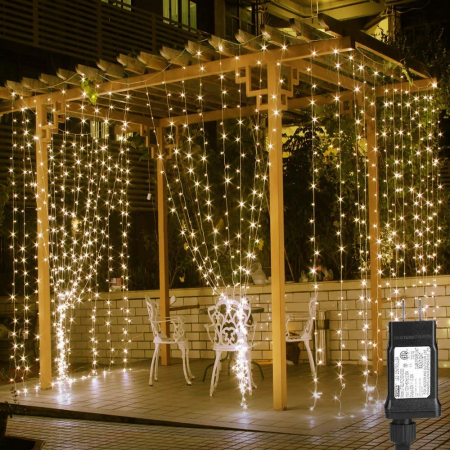 Instalatie de Craciun tip perdea, 9m x 1m diverse culori, alb rece, alb cald, multicolor, albastru [5]
