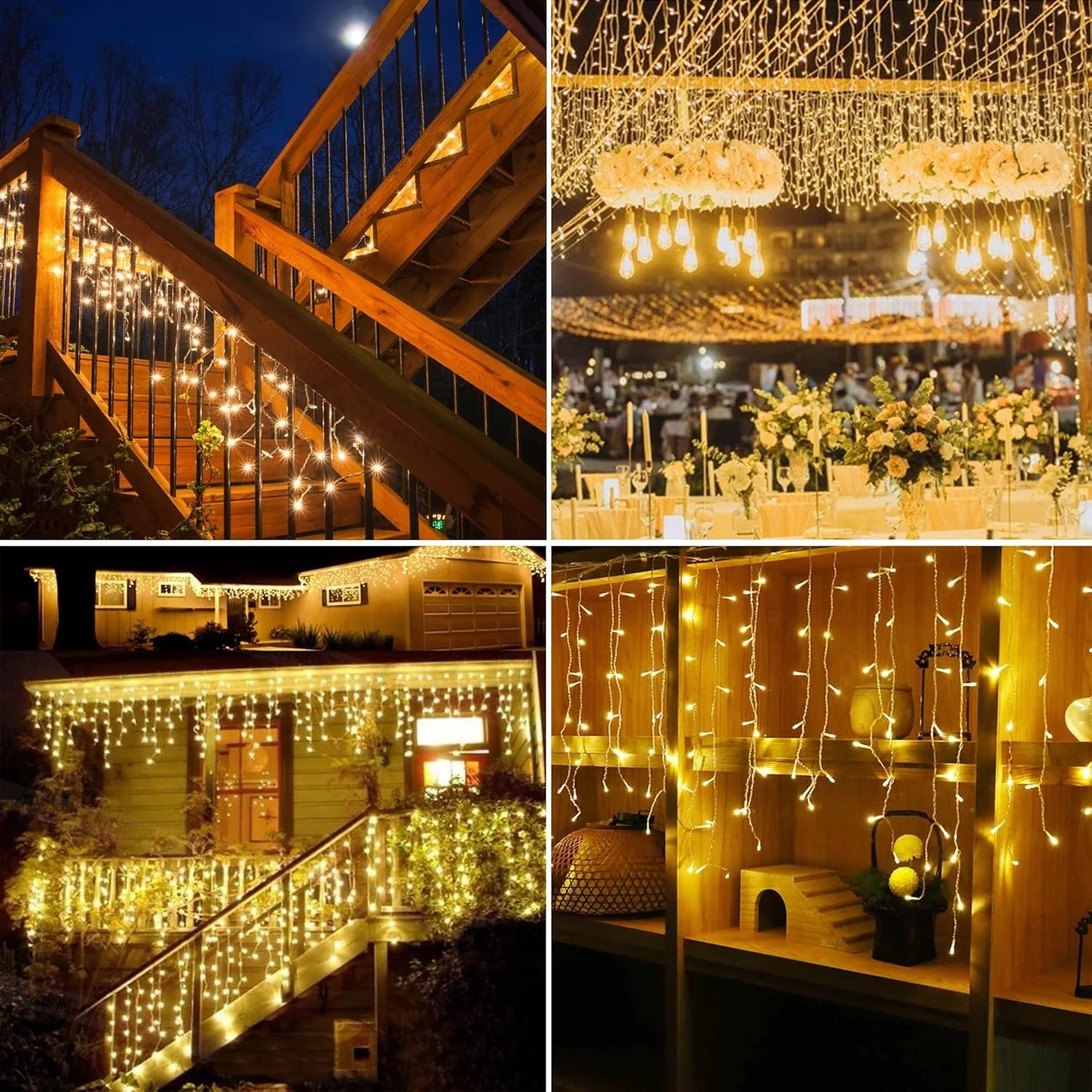 Instalatie Luminoasa cu Franjuri, 240 LED-uri, IP44, 6x1m, Lumina Alba Calda/Rece [5]