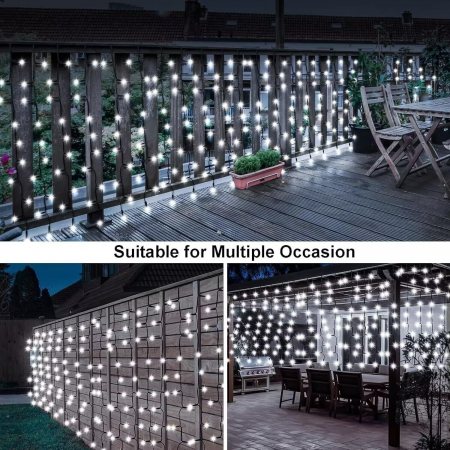 Instalatie Luminoasa cu Franjuri, 240 LED-uri, IP44, 6x1m, Lumina Alba Calda/Rece [13]