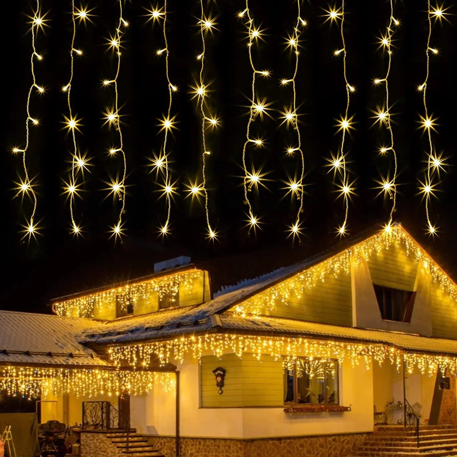 Instalatie Luminoasa cu Franjuri, 240 LED-uri, IP44, 6x1m, Lumina Alba Calda/Rece [11]