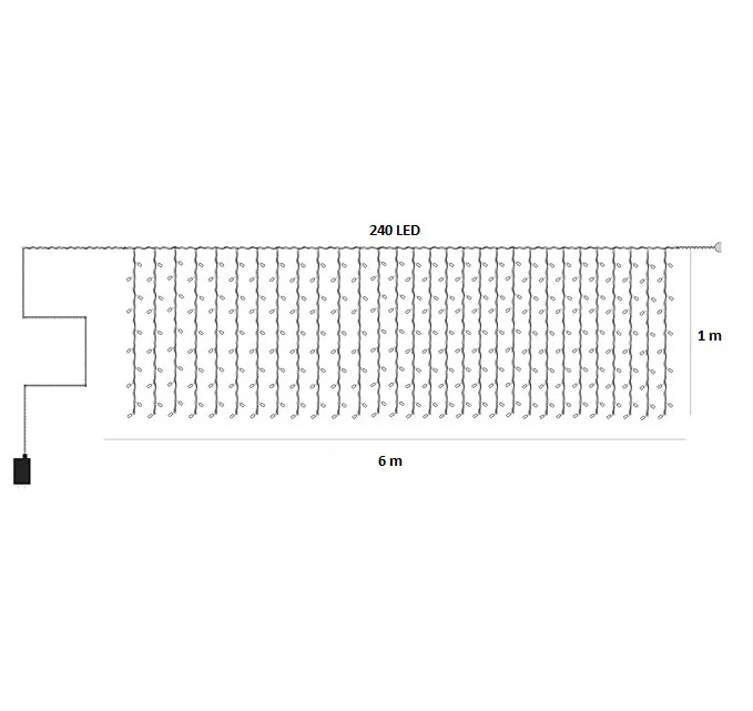Instalatie Luminoasa cu Franjuri, 240 LED-uri, IP44, 6x1m, Lumina Alba Calda/Rece [10]