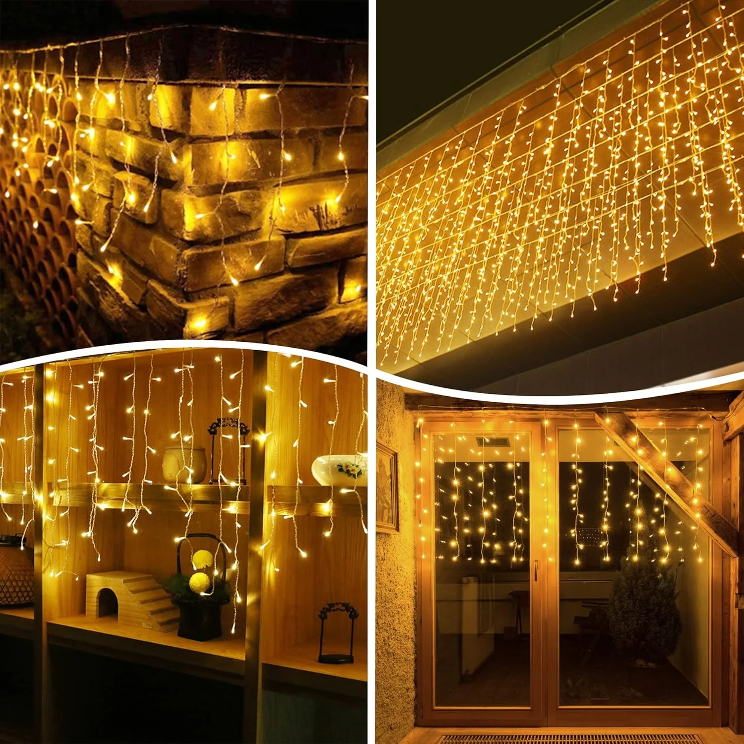 Instalatie Luminoasa cu Franjuri, 240 LED-uri, IP44, 6x1m, Lumina Alba Calda/Rece [6]