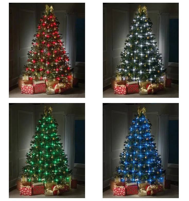 Instalatie Luminoasa Tip Ploaie pentru Bradul de Craciun, Verticala, 48 LED-uri Multicolore, 16 Culori, Telecomanda, 1,8 m [2]