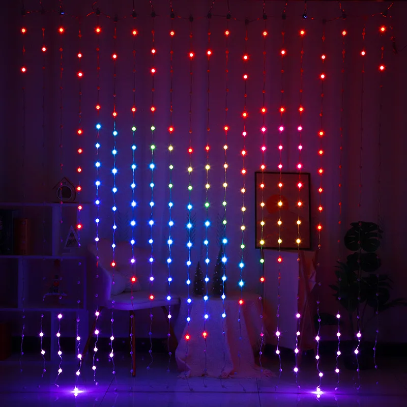 Instalatie Perdea, Control din Telefon, Animatii Customizabile, 400 LED-uri cu Bila, 3m x 2m, Smart Bluetooth Rgb+W, Cod QR aplicatie, Telecomanda [17]