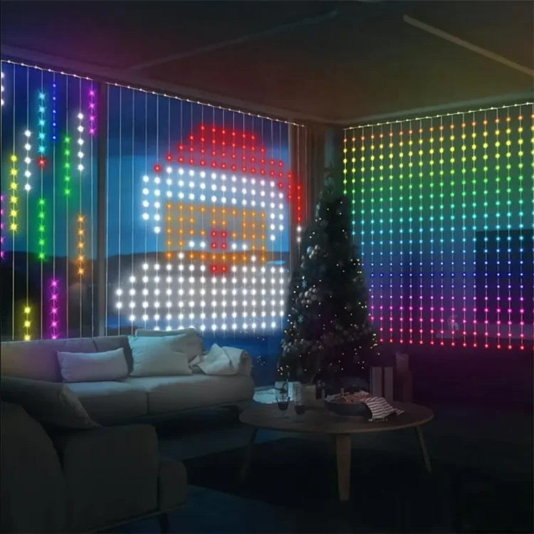 Instalatie Perdea, Control din Telefon, Animatii Customizabile, 400 LED-uri cu Bila, 3m x 2m, Smart Bluetooth Rgb+W, Cod QR aplicatie, Telecomanda [5]