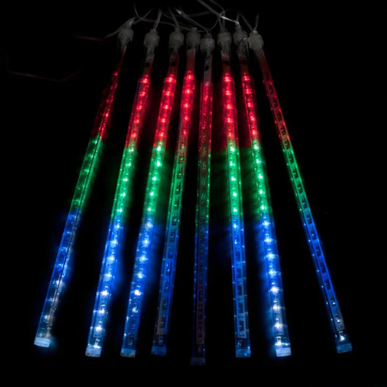 Instalatie tub luminos tip ploaie meteoriti, 30, 50 sau 80 cm, 8 tuburi, diverse culori [5]