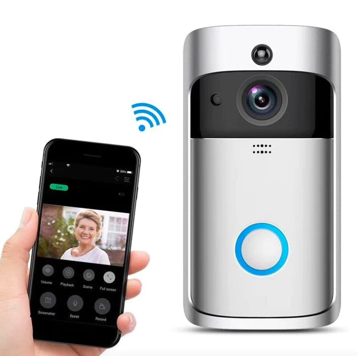 CAMERE SUPRAVEGHERE - Interfon Video Inteligent, Sistem Sonerie Smart cu Camera Video HD, Night Vision, Microfon, Difuzor, Senzor de Miscare