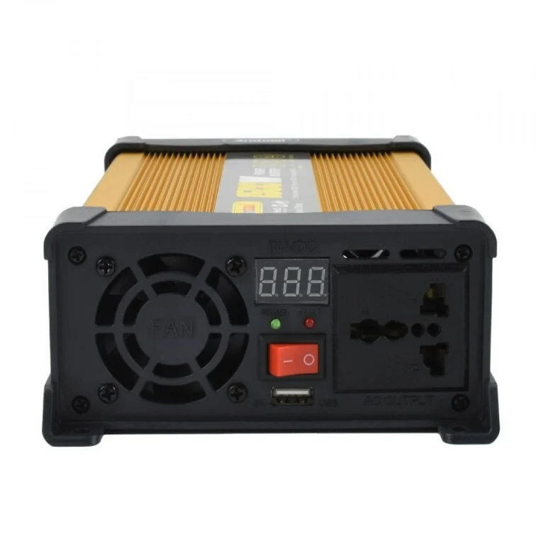 Invertor de tensiune auto Andowl KS1500, 1500W, 12V, 220V, 26 x 11 x 6.5cm, auriu [7]