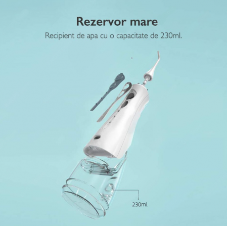 Irigator bucal cu 3 moduri de lucru, 1800 mAh, capacitate 230 ml [6]