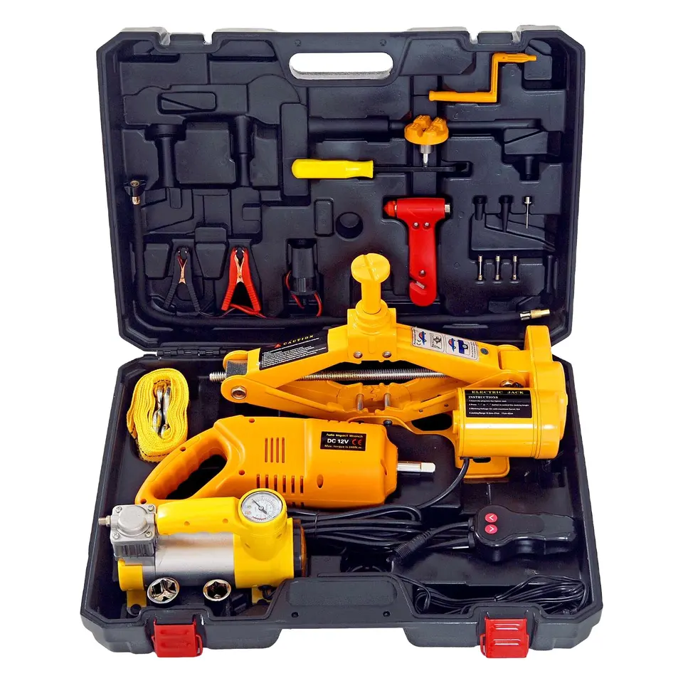 Kit Asistenta Auto pentru masina cu Cric, Compresor, 12 piese [1]