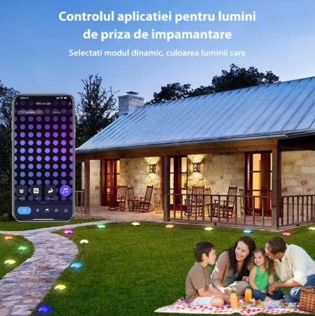 Kit Iluminat Gradina 14M cu Lumini Colorate RGB, Control Telefon, Alimentare priza, Sir Lampi LED de exterior [7]
