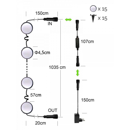 Kit Iluminat Gradina 14M cu Lumini Colorate RGB, Control Telefon, Alimentare priza, Sir Lampi LED de exterior [17]